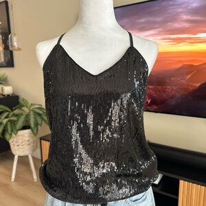 Black Sequin Women's Top